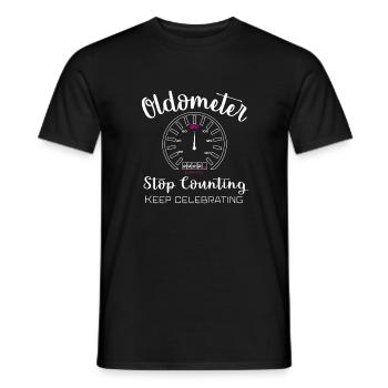 Top Funny Oldometer 80th Birthday Gift Design - Men's T-Shirt - black - Front - AI Model Male 178 light (178cm)