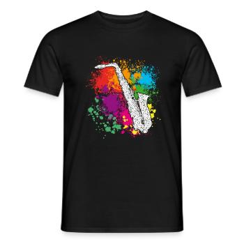 Saxofon, Sax, Farbkleckse - Männer T-Shirt - Schwarz - Vorne - AI Model Male 178 light (178cm)