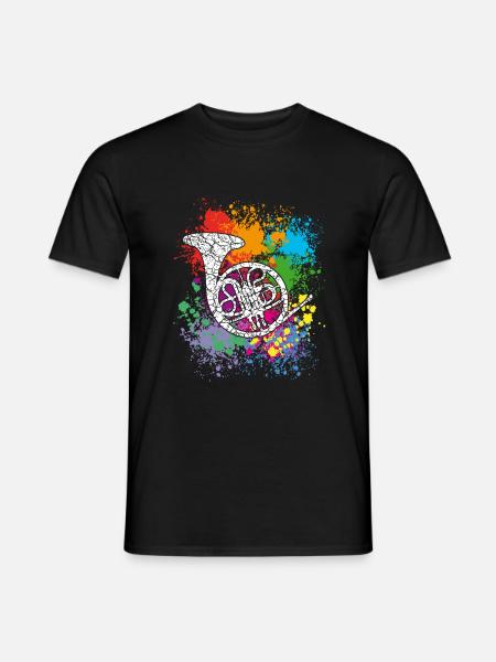 Horn - French Horn - Jagdhorn - Männer T-Shirt - Schwarz