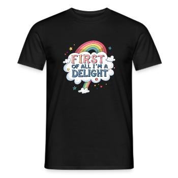 First, I'm a delight - Men's T-Shirt - black - Front - AI Model Male 178 light (178cm)