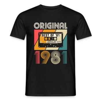 Née en 1981 naissance rétro anniversaire Best of '81 - T-shirt homme - noir - Devant - AI Model Male 178 light (178cm)