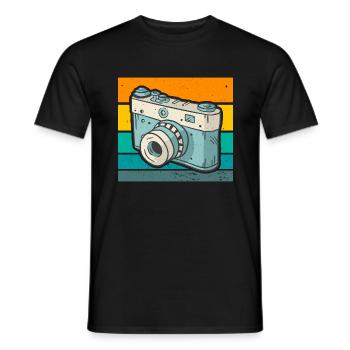 Photography Camera Lens Retro - Männer T-Shirt - Schwarz - Vorne - AI Model Male 178 light (178cm)