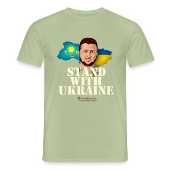 Ukraine Kazakhstan - Men's T-Shirt - sage - Front - AI Model Male 178 light (178cm)