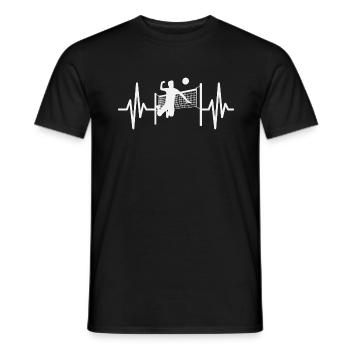 Volley-ball, battement de cœur, joueurs de volley-ball, volley - T-shirt homme - noir - Devant - AI Model Male 178 light (178cm)
