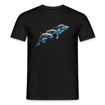 Delphin Gruppe springend, Natürlich - Männer T-Shirt - Schwarz - Vorne - AI Model Male 178 light (178cm)