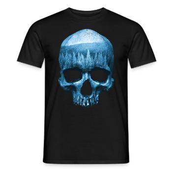Totenkof Blau/ Winter Gothic Wald Landschaft Skull - Männer T-Shirt - Schwarz - Vorne - AI Model Male 178 light (178cm)