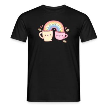 Cute Teacups Bes Teas Besties Pun Rainbow - Men's T-Shirt - black - Front - AI Model Male 178 light (178cm)