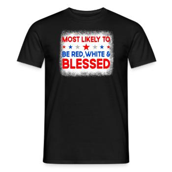 Am wahrscheinlichsten rot wei� gesegnet am 4. Juli - Männer T-Shirt - Schwarz - Vorne - AI Model Male 178 light (178cm)