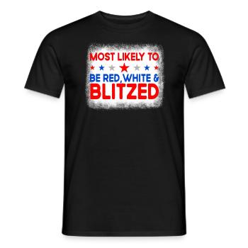 Am wahrscheinlichsten, dass rot wei� blitzend am 4 - Männer T-Shirt - Schwarz - Vorne - AI Model Male 178 light (178cm)