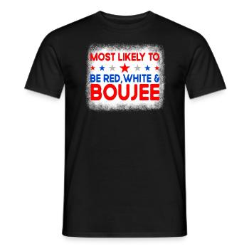 Am wahrscheinlichsten ist der rot wei�e Boujee 4. - Männer T-Shirt - Schwarz - Vorne - AI Model Male 178 light (178cm)