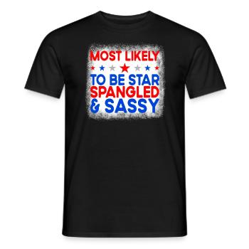 Am wahrscheinlichsten ist der Star am 4. Juli mit - Männer T-Shirt - Schwarz - Vorne - AI Model Male 178 light (178cm)