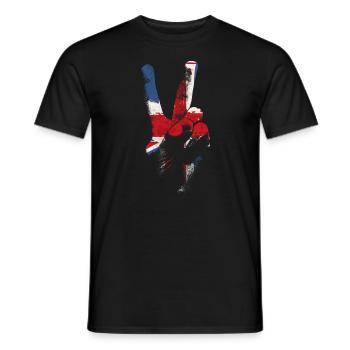 Gro�britannien Flagge Friedenszeichen Hand Frieden - Männer T-Shirt - Schwarz - Vorne - AI Model Male 178 light (178cm)