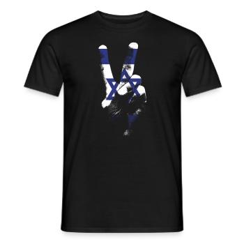 Israel Flagge Friedenszeichen Hand Frieden in Isra - Männer T-Shirt - Schwarz - Vorne - AI Model Male 178 light (178cm)