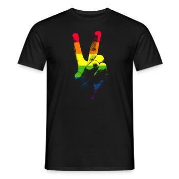 LGBTQ Flag Friedenszeichen Hand LGBTQ Gay Pride LG - Männer T-Shirt - Schwarz - Vorne - AI Model Male 178 light (178cm)