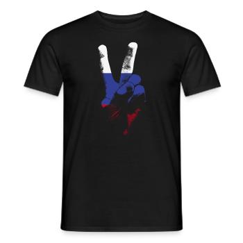 Russland Flagge Friedenszeichen Hand Russland - Männer T-Shirt - Schwarz - Vorne - AI Model Male 178 light (178cm)
