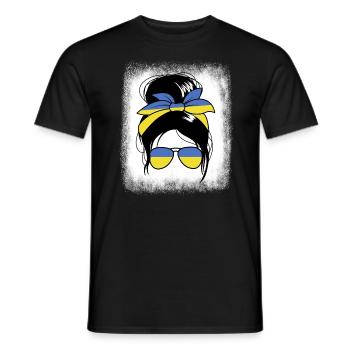 Ukraine Messy Bun Ukrainische Frau Geschenk Frauen - Männer T-Shirt - Schwarz - Vorne - AI Model Male 178 light (178cm)