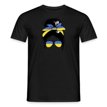 Ukraine Messy Bun Ukrainische Frau Geschenk Frauen - Männer T-Shirt - Schwarz - Vorne - AI Model Male 178 light (178cm)