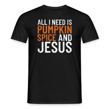 Alles was ich brauche ist K�rbisgew�rz und Jesus T - Männer T-Shirt - Schwarz - Vorne - AI Model Male 178 light (178cm)