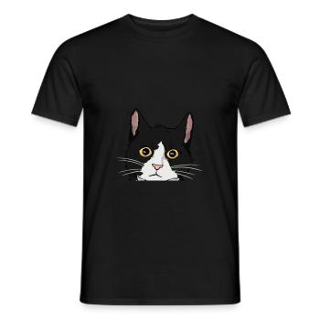 Peeking tuxedo cat Lady Geschenkkatze Mutter Tuxed - Männer T-Shirt - Schwarz - Vorne - AI Model Male 178 light (178cm)