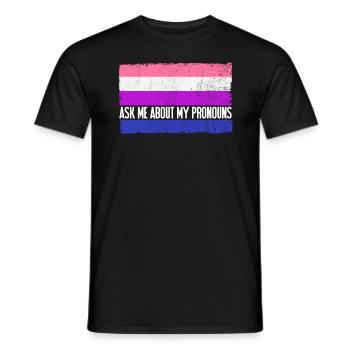 Fragen Sie mich nach meiner Pronomen Genderfluid F - Männer T-Shirt - Schwarz - Vorne - AI Model Male 178 light (178cm)