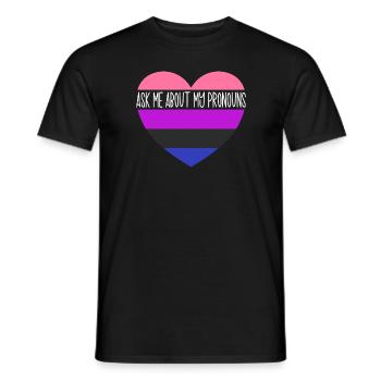 Fragen Sie mich nach meiner Pronomen Genderfluid F - Männer T-Shirt - Schwarz - Vorne - AI Model Male 178 light (178cm)