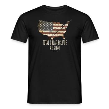Gesamt Sonnenfinsternis 4.8.2024 Pfad der Gesamthe - Männer T-Shirt - Schwarz - Vorne - AI Model Male 178 light (178cm)