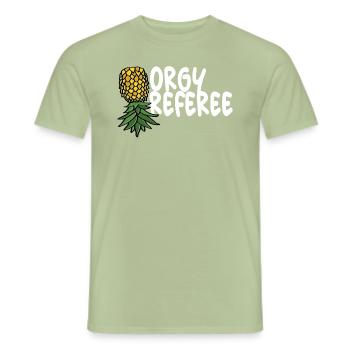 Orgie Schiedsrichter Swinger Party verkehrt herumE - Männer T-Shirt - Sage - Vorne - AI Model Male 178 light (178cm)