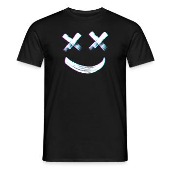 X Augen gl�ckliches Gesicht Emoticon Glitch Vaporw - Männer T-Shirt - Schwarz - Vorne - AI Model Male 178 light (178cm)