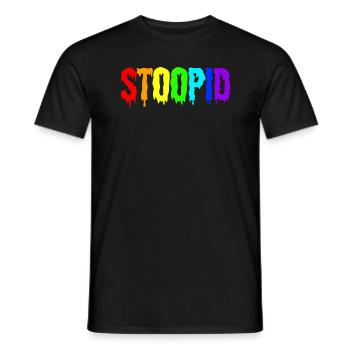 Stoopid Dripy Rainbow Dripin Letter Streetwear - Men's T-Shirt - black - Front - AI Model Male 178 light (178cm)