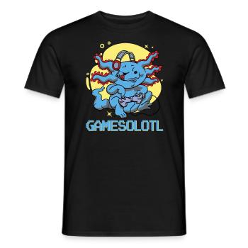 Gamesolotl Axolotl Video Game Player Gamer Axolotl - Männer T-Shirt - Schwarz - Vorne - AI Model Male 178 light (178cm)