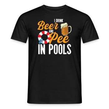Ich trinke Bier und pinkle in Pools lustiges Schwi - Männer T-Shirt - Schwarz - Vorne - AI Model Male 178 light (178cm)