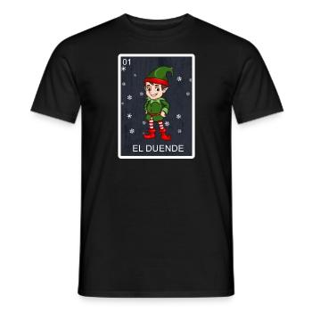 El Duende die Elf Card Mexican Lottery Weihnachten - Männer T-Shirt - Schwarz - Vorne - AI Model Male 178 light (178cm)