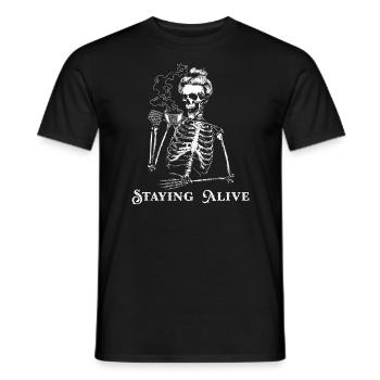 Am Leben bleiben Halloween Frau Skelett Kaffee - Männer T-Shirt - Schwarz - Vorne - AI Model Male 178 light (178cm)