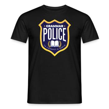 Grammatikpolizeikost�m Halloween Grammatikpolizei - Männer T-Shirt - Schwarz - Vorne - AI Model Male 178 light (178cm)