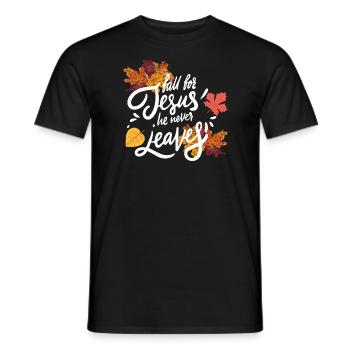 Fallen auf Jesus, er verl�sst niemals Herbststurzb - Männer T-Shirt - Schwarz - Vorne - AI Model Male 178 light (178cm)