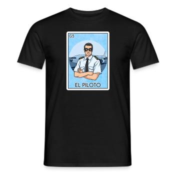 El Piloto Die Pilotkarte Mexikanische Lotteriekart - Männer T-Shirt - Schwarz - Vorne - AI Model Male 178 light (178cm)