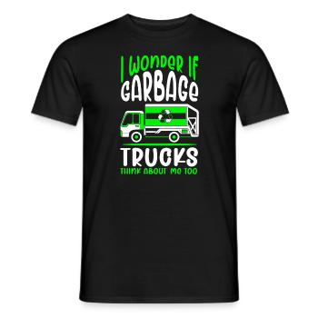 Ich frage mich, ob M�llwagen an mich denkenM�dchen - Männer T-Shirt - Schwarz - Vorne - AI Model Male 178 light (178cm)