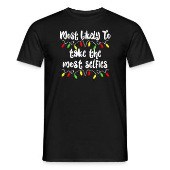 Most likely Christmas Selfies Christmas - Men's T-Shirt - black - Front - AI Model Male 178 light (178cm)