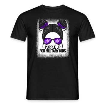 Violet pour les enfants militaires Fille violette sur - T-shirt homme - noir - Devant - AI Model Male 178 light (178cm)