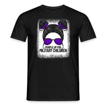 Violet pour les enfants militaires Fille violette sur - T-shirt homme - noir - Devant - AI Model Male 178 light (178cm)