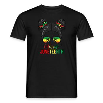 Celebrate Juneteenth Messy Bun Black Juneteenth - Men's T-Shirt - black - Front - AI Model Male 178 light (178cm)