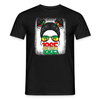 Juneteenth 1865 Messy Bun Black Woman Juneteenth - Men's T-Shirt - black - Front - AI Model Male 178 light (178cm)