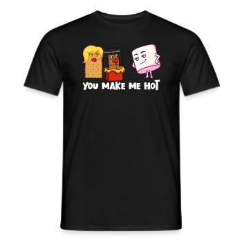You make me hot S'mores Marshmallow Camping Sm - Men's T-Shirt - black - Front - AI Model Male 178 light (178cm)