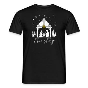 Wahre Geschichte Krippe Szene Jesus B-Day wahre wa - Männer T-Shirt - Schwarz - Vorne - AI Model Male 178 light (178cm)