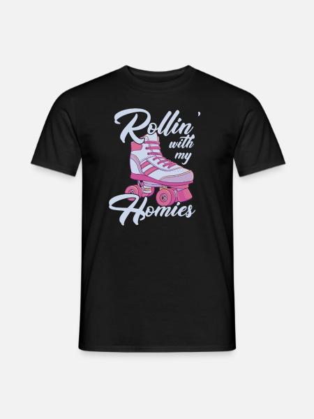 Rollin 'mit meinem Homies Roller Derby Roller Skat - Männer T-Shirt - Schwarz