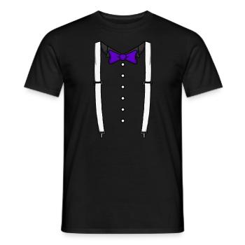 Lila Fliege Krawatte Hosentr�ger Cummerbund Tuxedo - Männer T-Shirt - Schwarz - Vorne - AI Model Male 178 light (178cm)