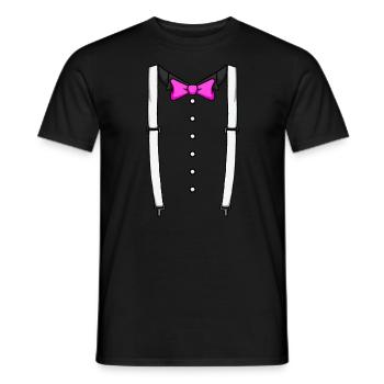 Rosa Fliege Krawatte Hosentr�ger Cummerbund Tuxedo - Männer T-Shirt - Schwarz - Vorne - AI Model Male 178 light (178cm)