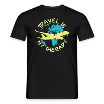 Reisen ist meine Therapie -Weltreisende -Reisether - Männer T-Shirt - Schwarz - Vorne - AI Model Male 178 light (178cm)