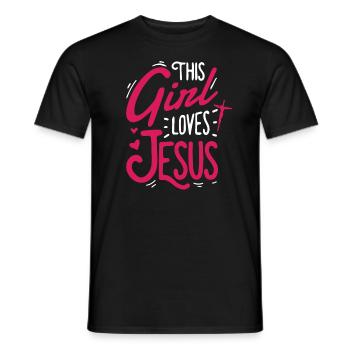 Dieses M�dchen liebt Jesus christliche Frauen lieb - Männer T-Shirt - Schwarz - Vorne - AI Model Male 178 light (178cm)