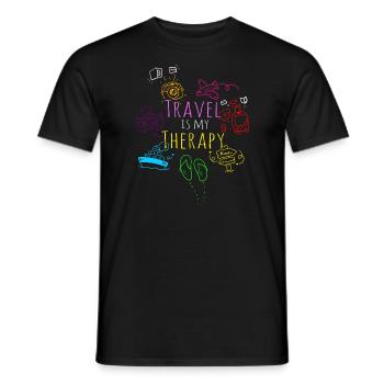 Reisen ist meine Therapie -Weltreisende -Reisether - Männer T-Shirt - Schwarz - Vorne - AI Model Male 178 light (178cm)